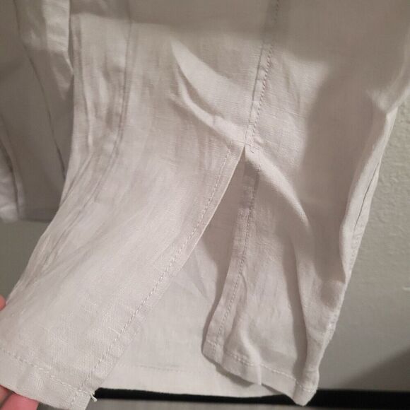 Nicole Miller Womens 100% Linen Pants Size‎ L Tan Straight Leg Summer Beachy - Picture 3 of 9